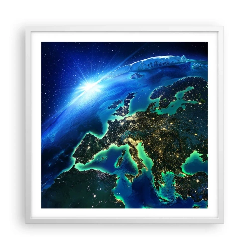 Plakat i hvid ramme - Et funklende Europa - 60x60 cm
