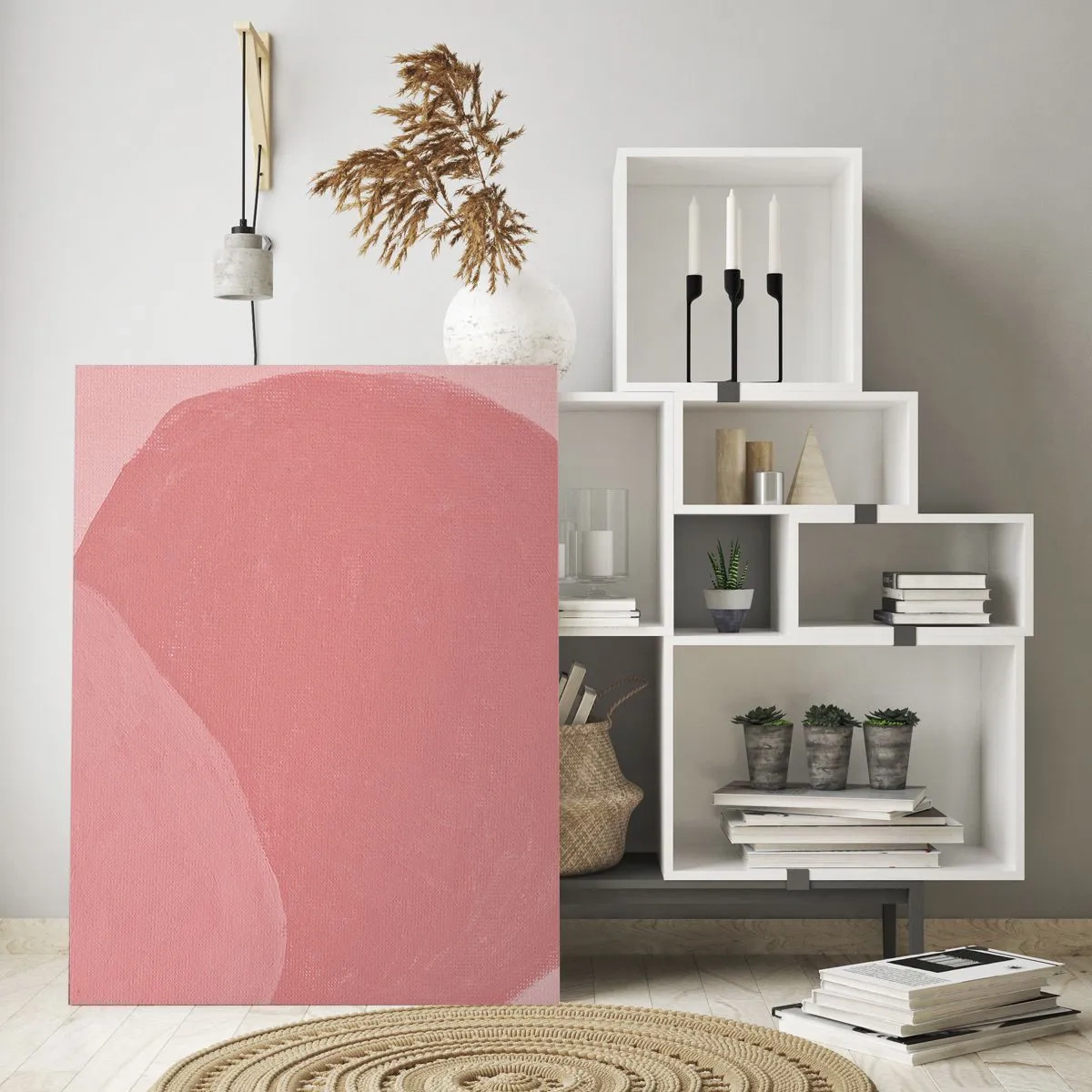 Billede på glas - Organisk komposition i pink - 80x120 cm