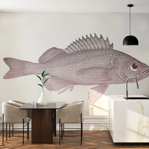 Fototapet Premium Sand - Fisk med store øjne - Fisk, Undervands, Minimalistisk - 100x70 cm