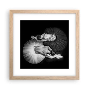 Plakat i ramme af lyst egetræ - Yin og yang - den perfekte balance - 30x30 cm