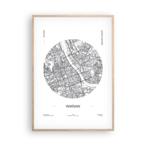 Plakat i ramme af lyst egetræ - Warszawas anatomi - 70x100 cm