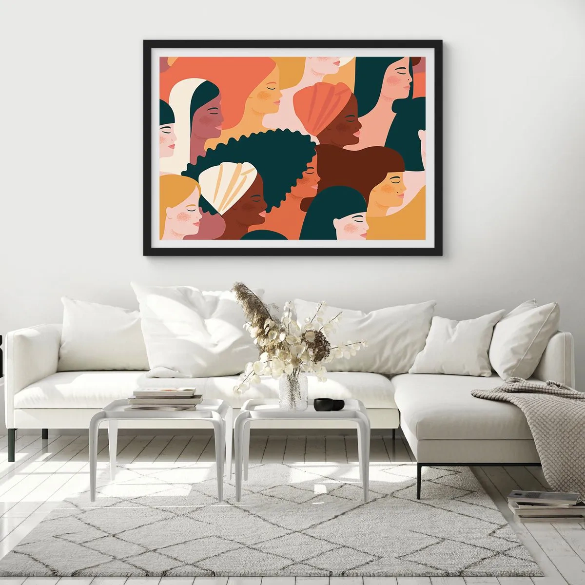 Plakat i sort ramme - Kun kvindelighed - 70x50 cm