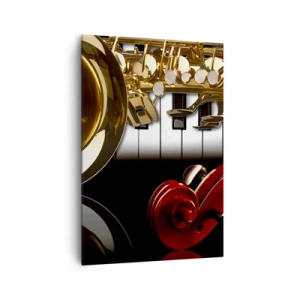 Lærredstryk - Billede på lærred - Metalplader, træ og elfenben - 70x100 cm