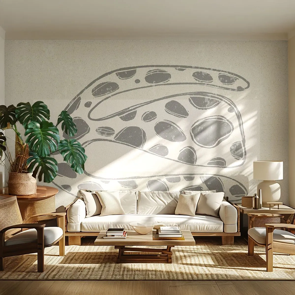 Fototapet Selvklæbende Deluxe Sticker - Bizart væsen - Boho, Minimalisme, Lyse - 250x175 cm