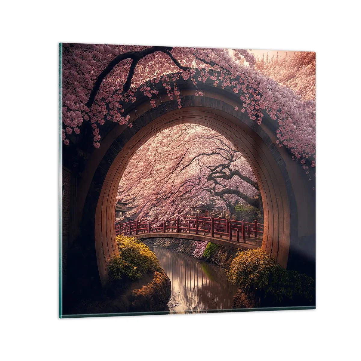 Billede på glas - Japansk forår - 60x60 cm