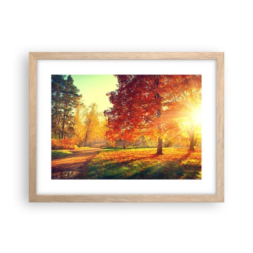 Plakat i ramme af lyst egetræ - Rød er smuk - 40x30 cm