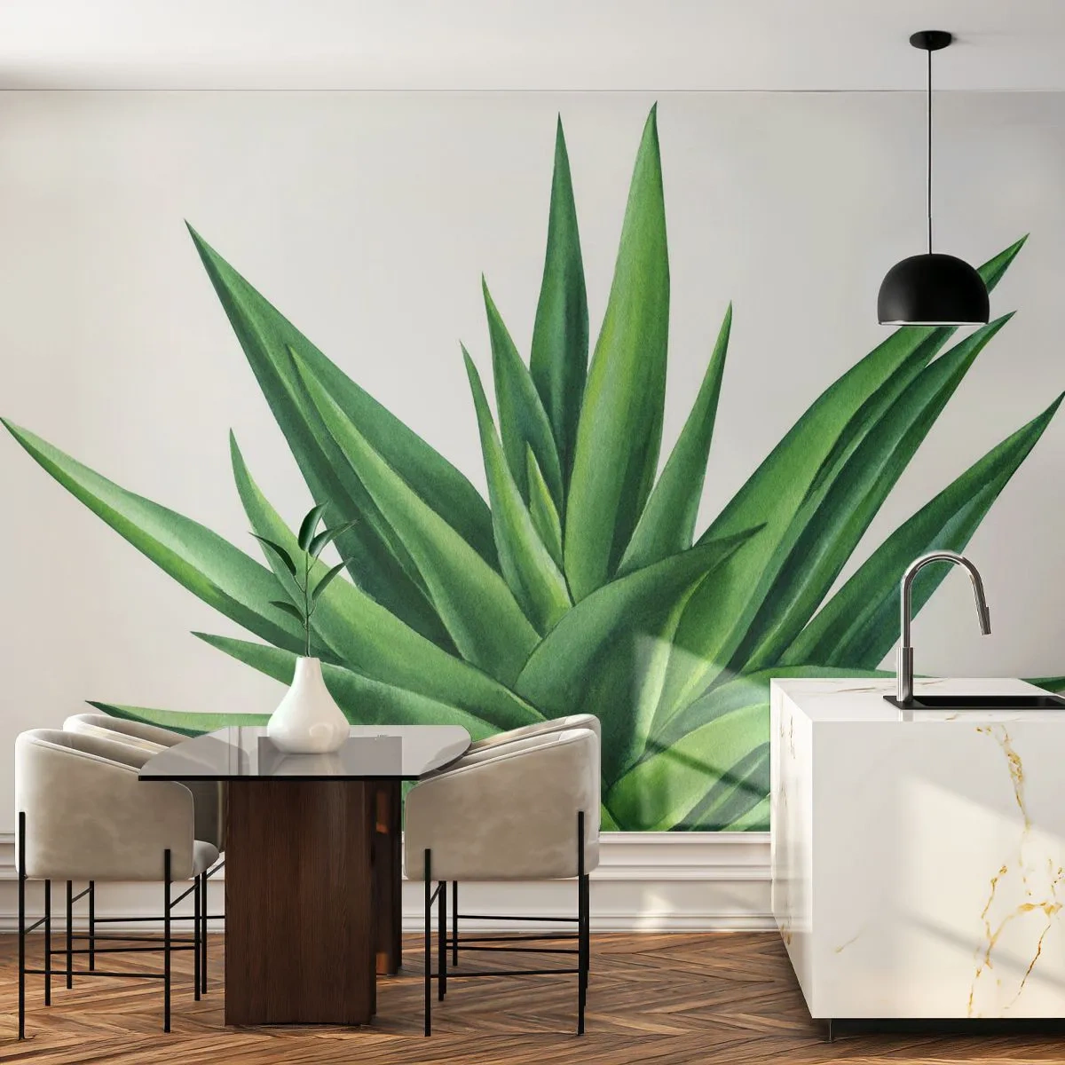 Fototapet Premium Sand - Grøn - styrke - liv - Plante, Aloe, Botanik - 200x140 cm