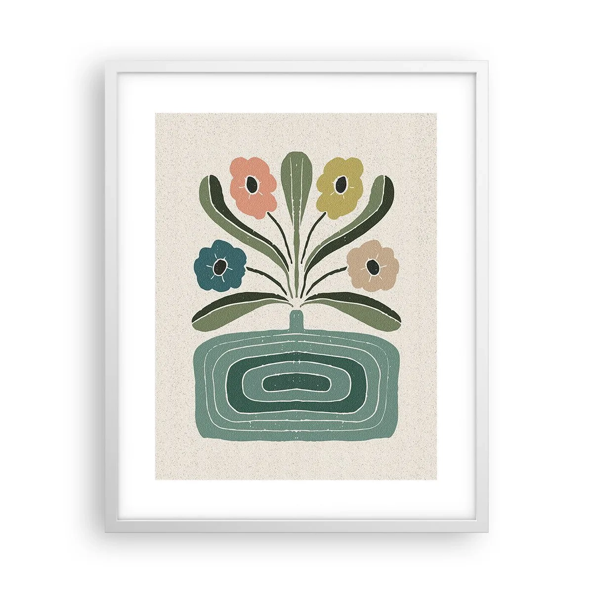 Plakat i hvid ramme - Symmetrisk buket - 40x50 cm