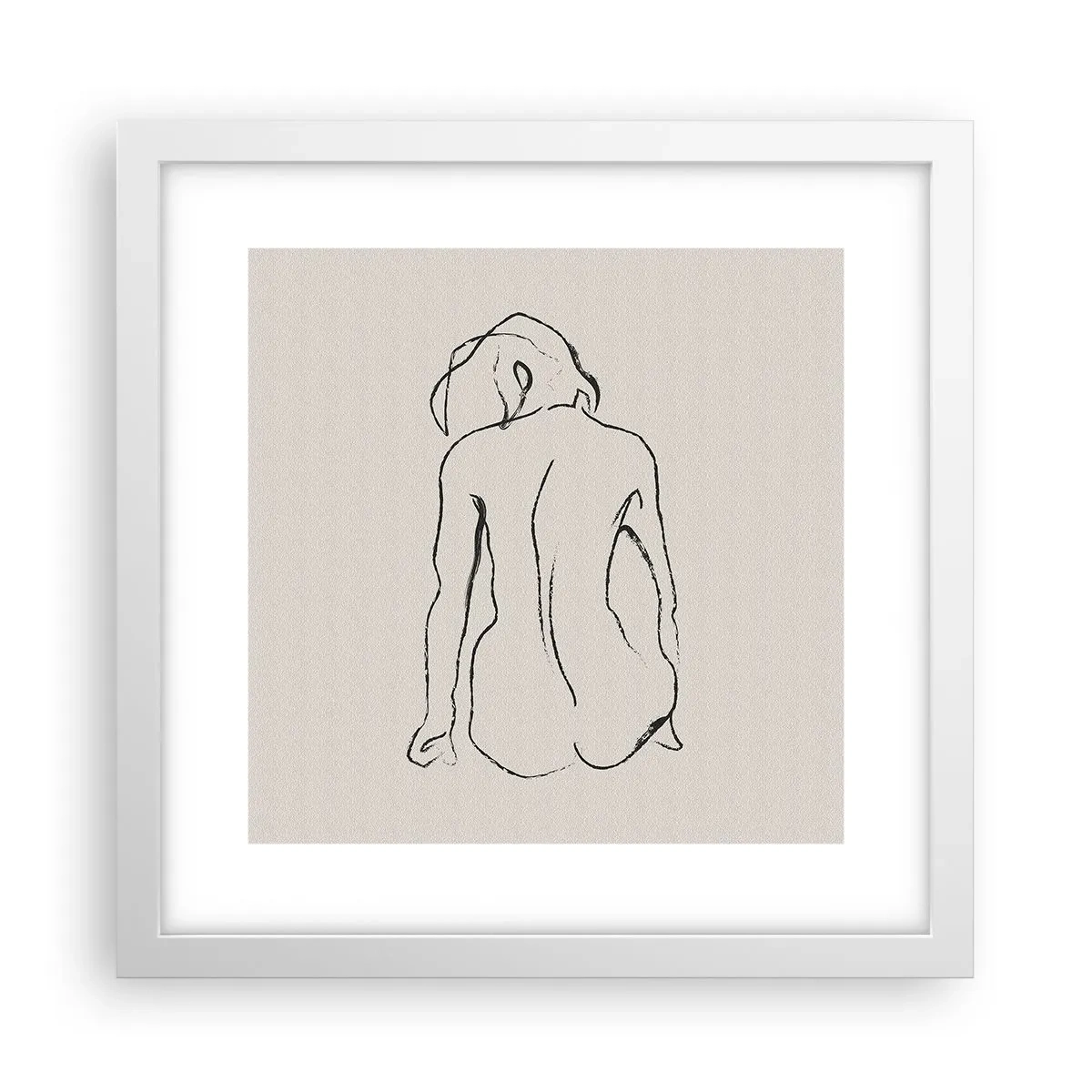 Plakat i hvid ramme - Nøgen pige - 30x30 cm
