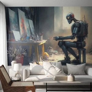 Fototapet Selvklæbende Deluxe Sticker - Den skabende handling - Stykke, Maleri, Robot - 100x70 cm