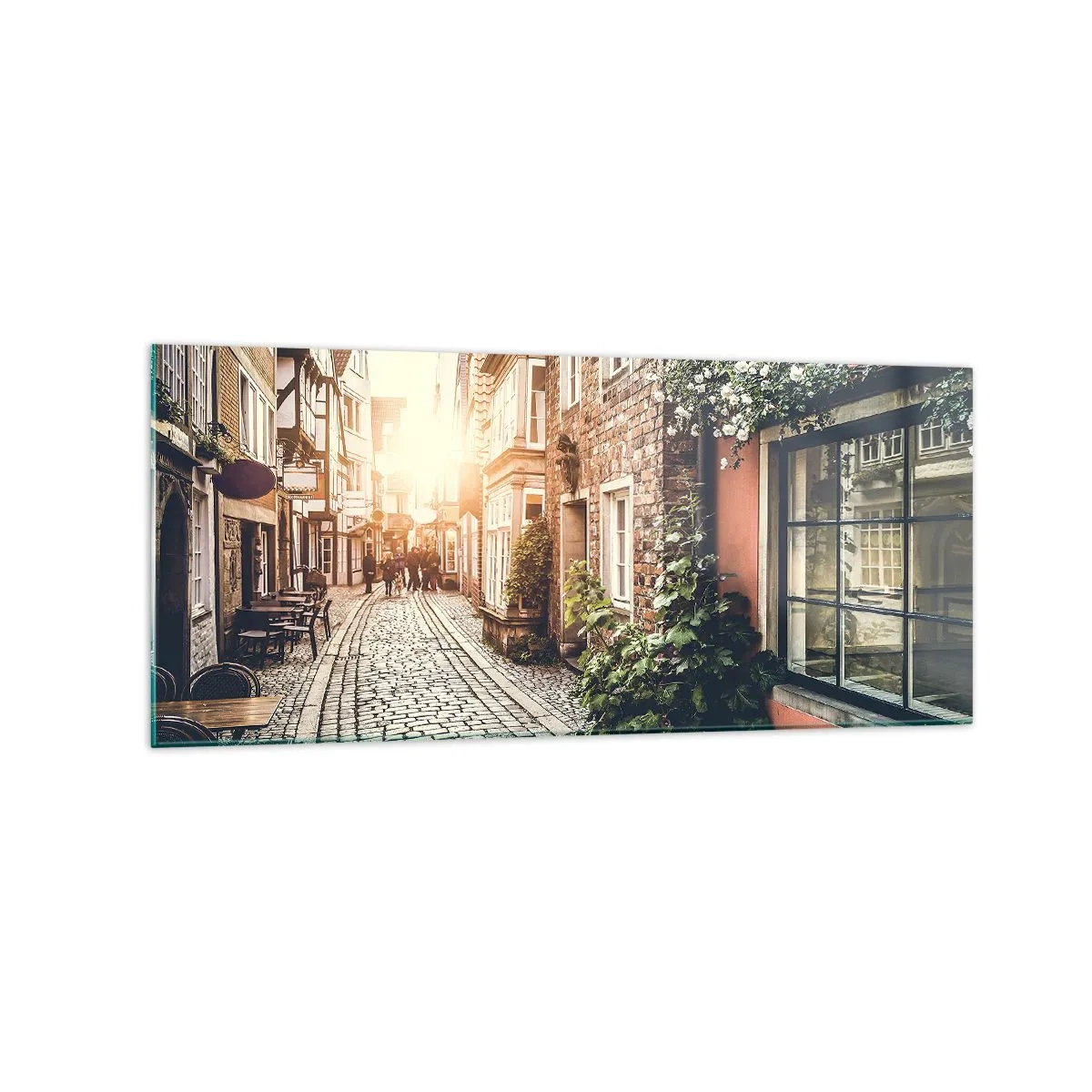 Billede på glas - En rosengyde i et lyserødt skær - 120x50 cm