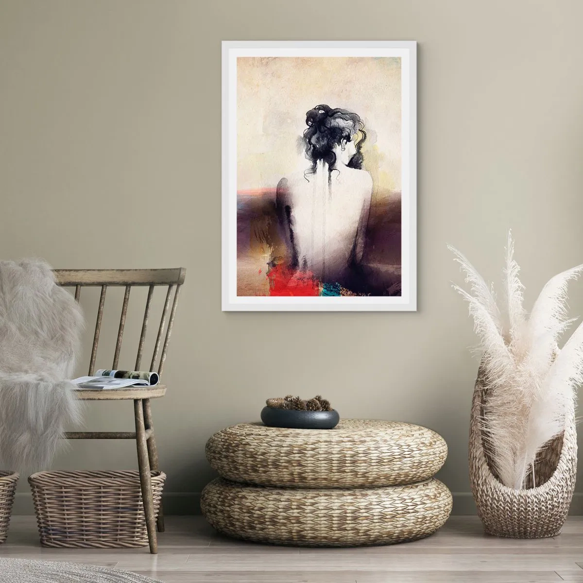 Plakat i hvid ramme - Glatte linjer, ovale former - 50x70 cm