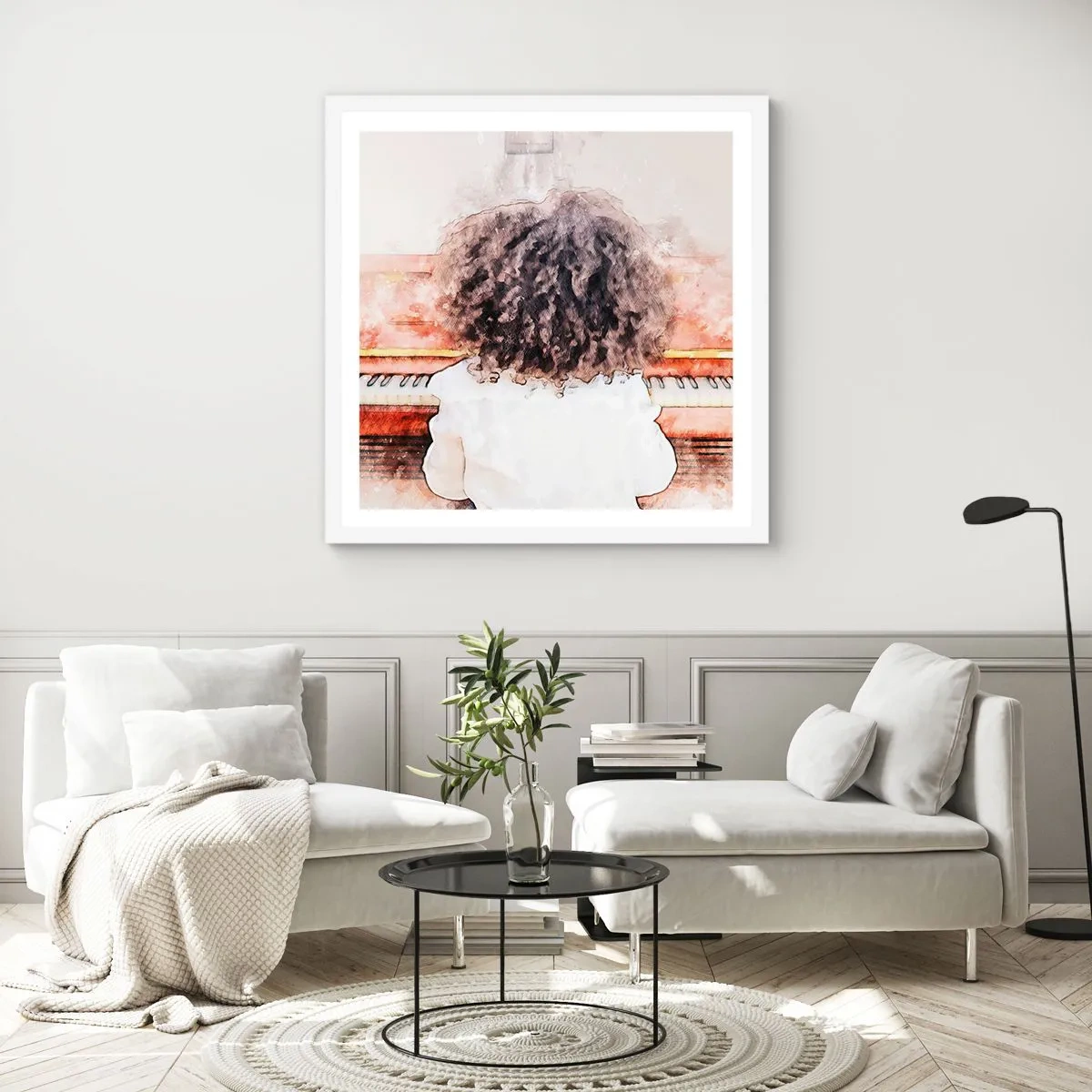Plakat i hvid ramme - i et ny verden - 40x40 cm