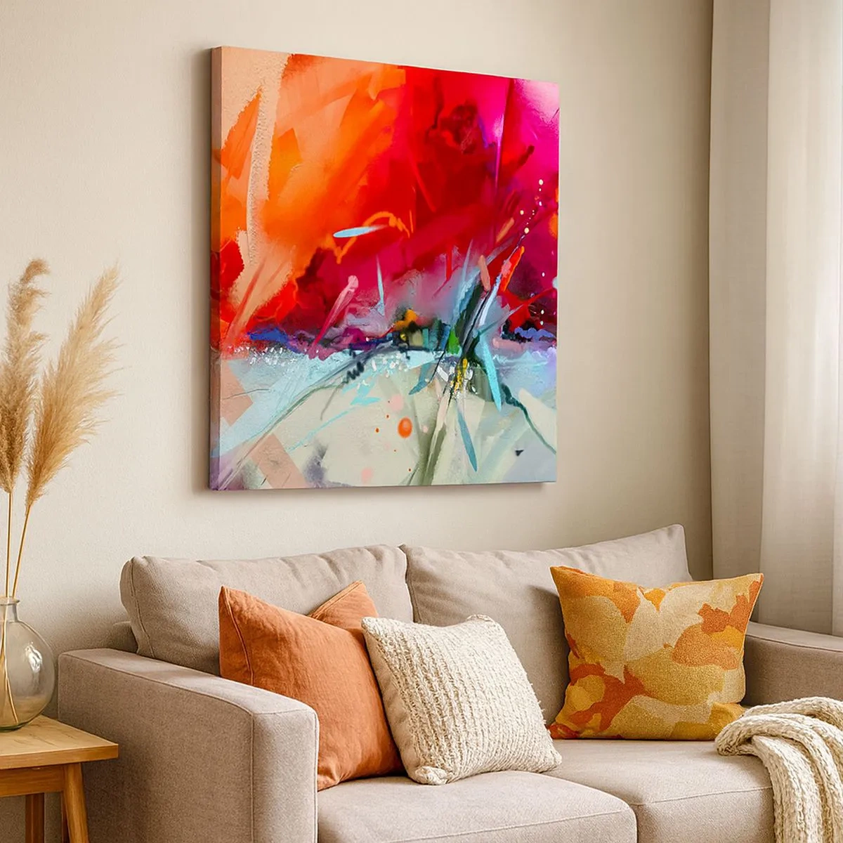 Lærredstryk - Billede på lærred - En eksplosion af lys og farver - 30x30 cm