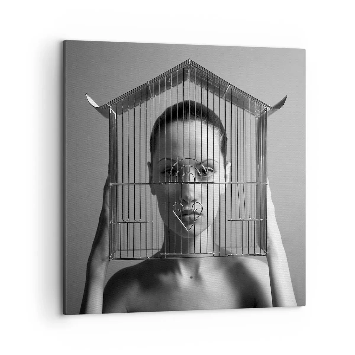 Lærredstryk - Billede på lærred - Et lidt surrealistisk portræt - 50x50 cm