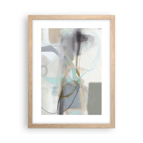 Plakat i ramme af lyst egetræ - Tågeagtig abstraktion - 30x40 cm
