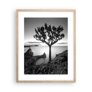 Plakat i ramme af lyst egetræ - Fred hele vejen til horisonten - 40x50 cm