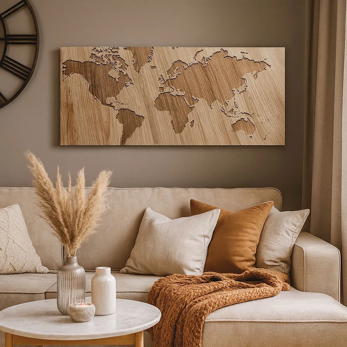 Lærredstryk - Billede på lærred - Verden på bordet - 100x40 cm