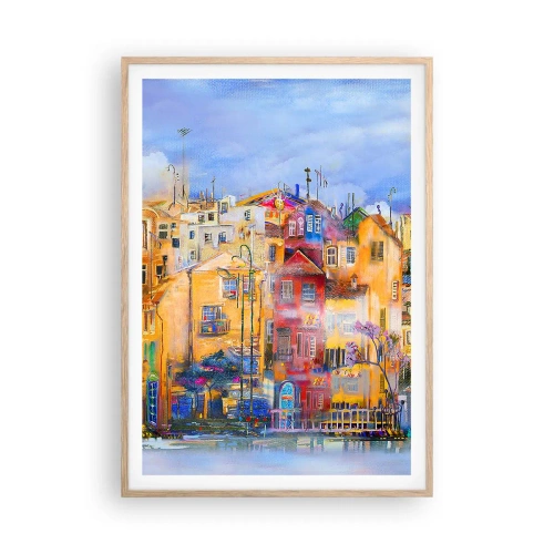 Plakat i ramme af lyst egetræ - Vi er sammen - 70x100 cm