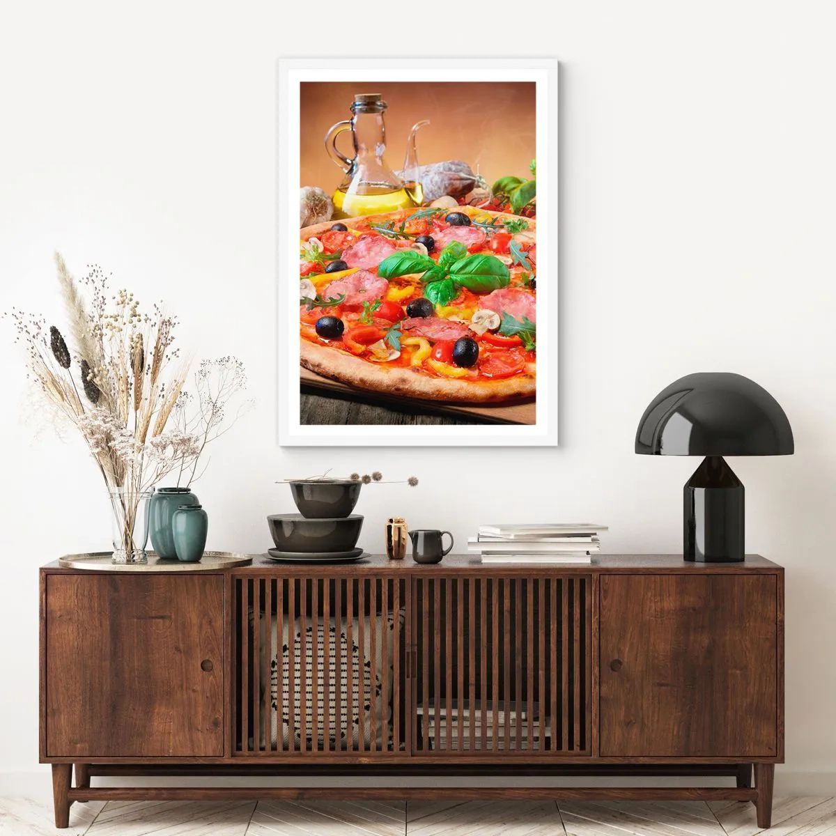 Plakat i hvid ramme - Med en ægte italiensk smag - 30x40 cm