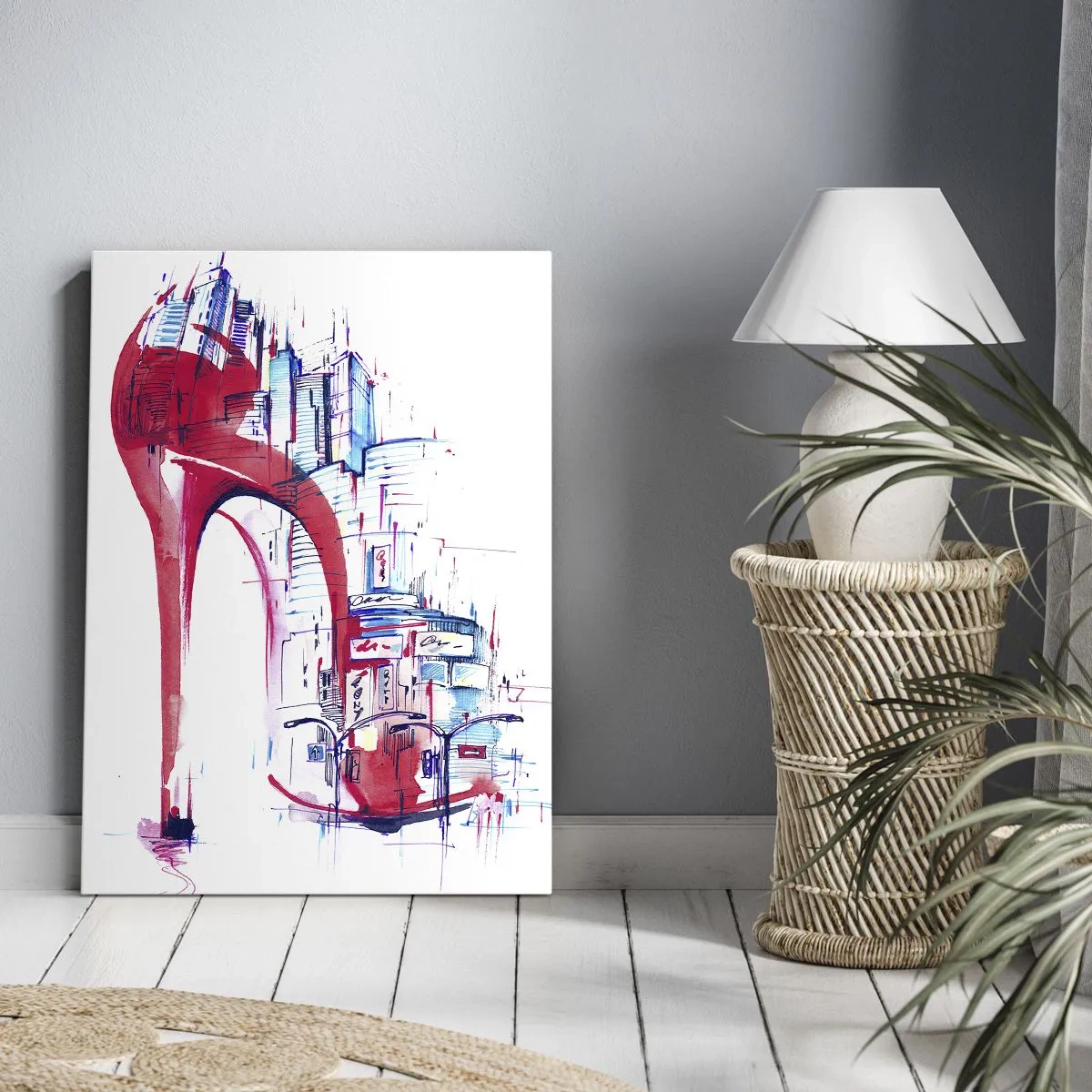 Lærredstryk - Billede på lærred - Elegant kvinde fra storbyen - 50x70 cm