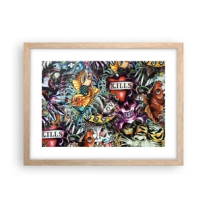 Plakat i ramme af lyst egetræ - En tatovørers drøm - 40x30 cm