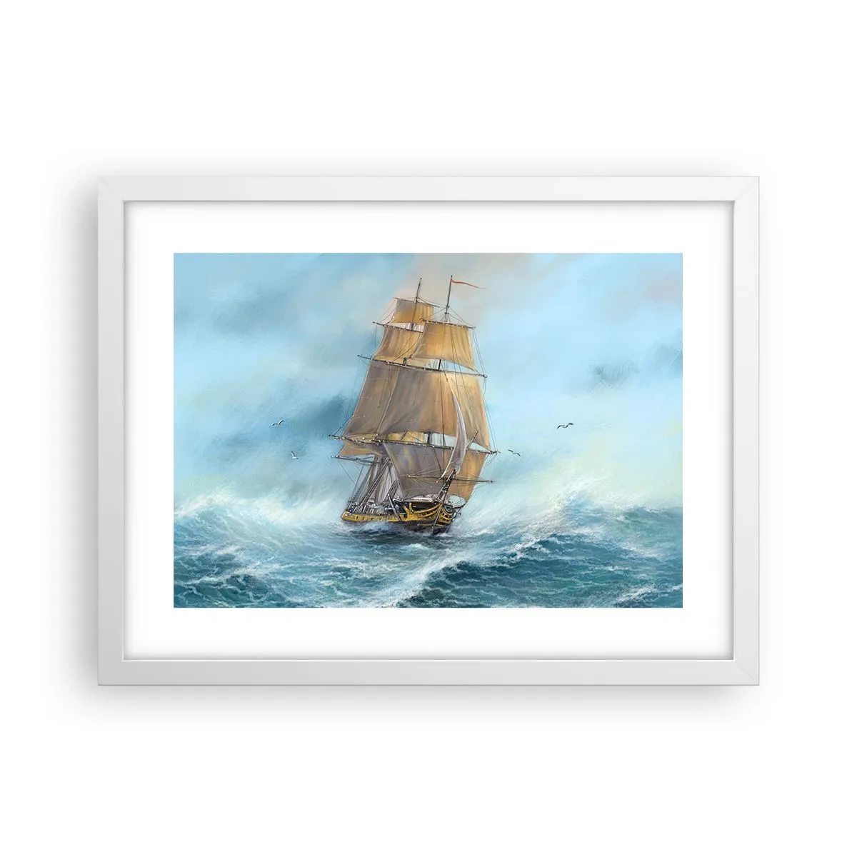 Plakat i hvid ramme - Bølgende gennem bølgerne - 40x30 cm