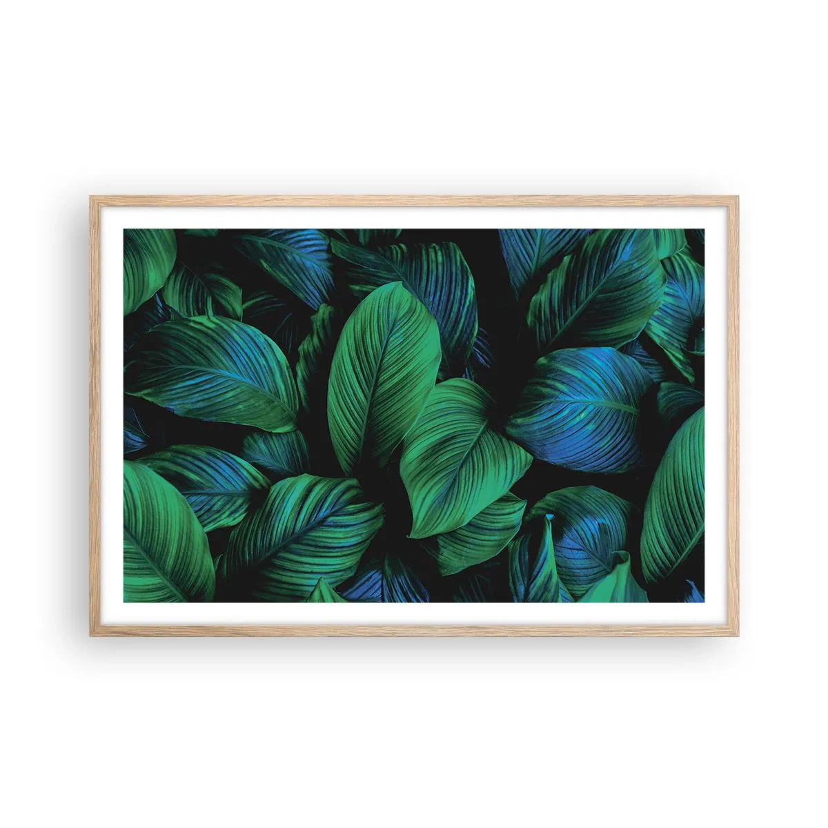 Plakat i ramme af lyst egetræ - I den grønne flok - 91x61 cm