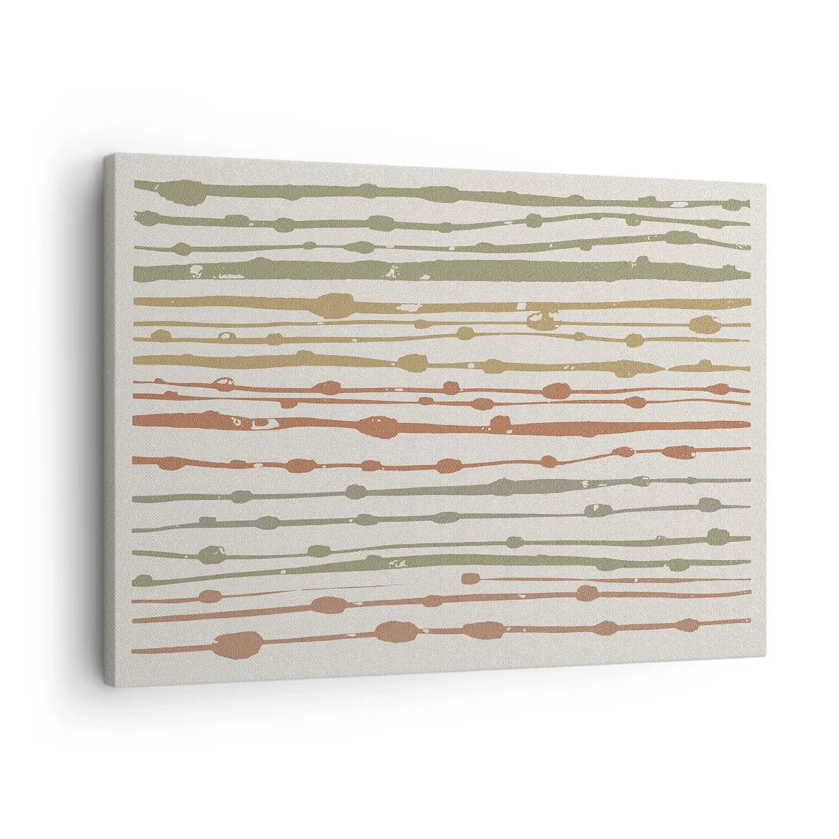 Lærredstryk - Billede på lærred - Et mønster af linjer i varme nuancer på en lys baggrund - 70x50cm - Musikalsk farvenotation - Moderne vægdekoration til stue og soveværelse ARTTOR