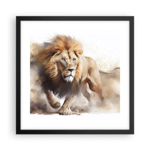 Plakat i sort ramme - Kongen er taget af sted - 40x40 cm