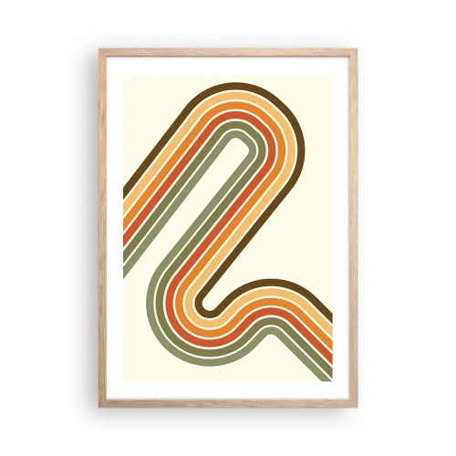 Plakat i ramme af lyst egetræ - Zigzag til destinationen - 50x70 cm