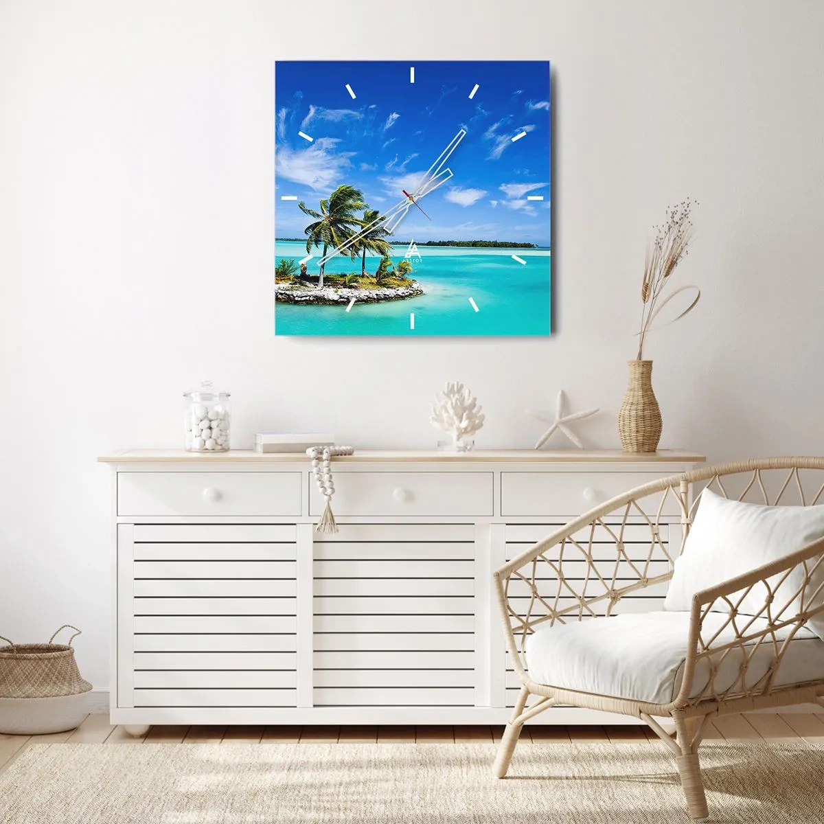 Vægur, Uret - Paradis på jorden - 30x30 cm