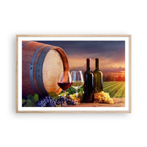 Plakat i ramme af lyst egetræ - Livet har smag her - 91x61 cm