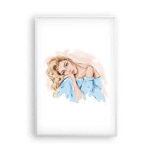 Plakat i hvid ramme - Drømmende i blåt - 61x91 cm