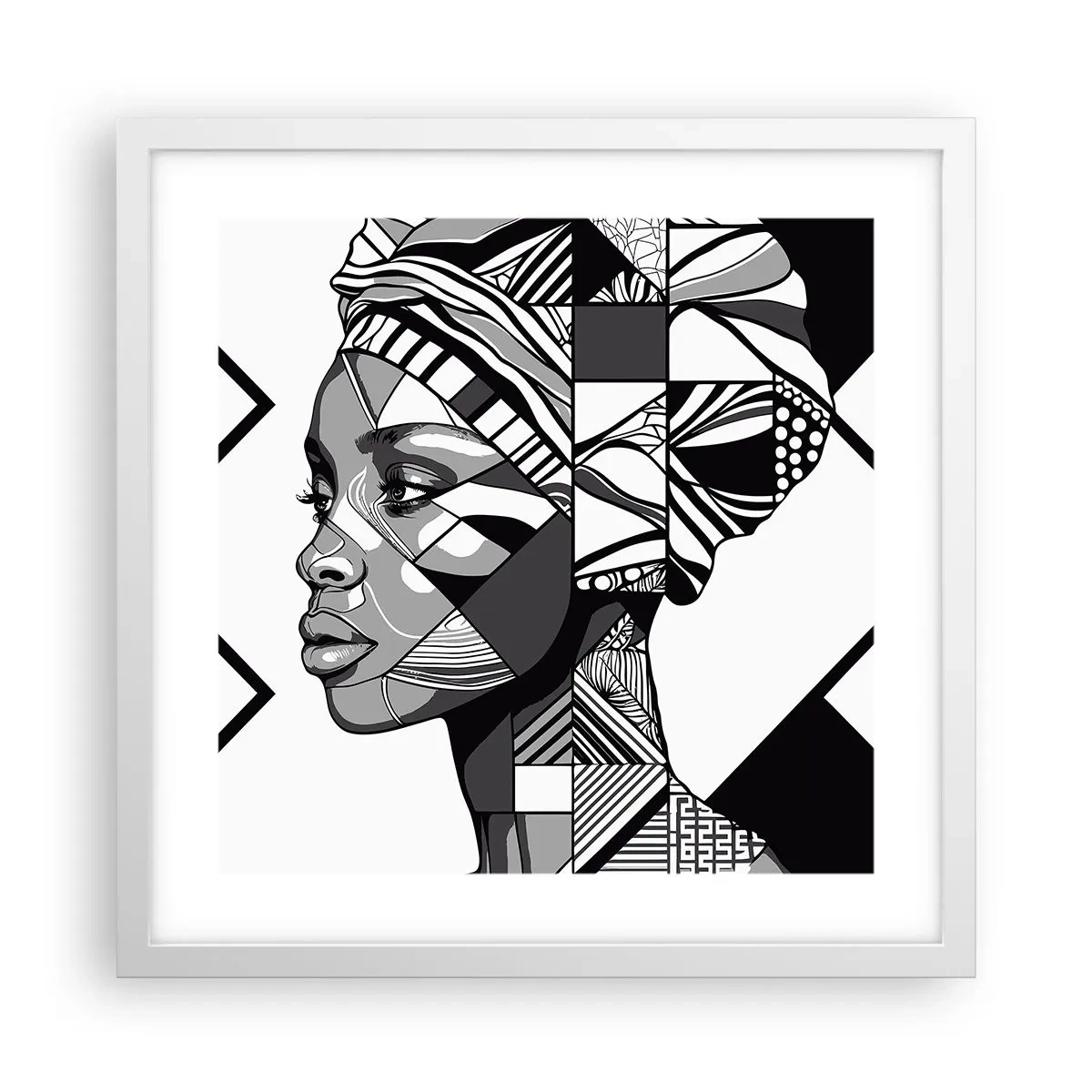 Plakat i hvid ramme - Etnisk portræt - 40x40 cm