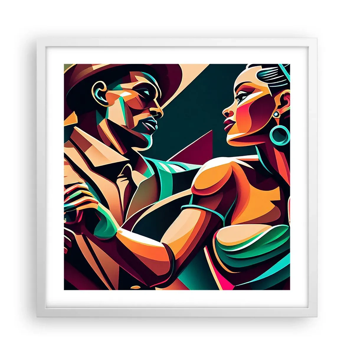 Plakat i hvid ramme - I hjertets rytme - 50x50 cm