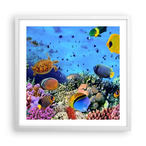 Plakat i hvid ramme - Og hvad ved vi om livet... - 50x50 cm