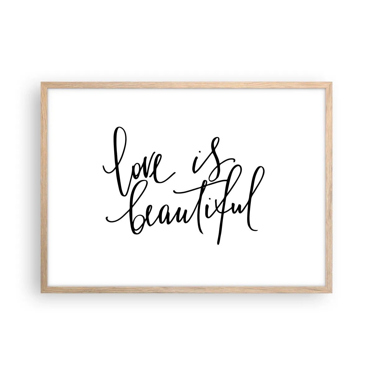 Plakat i ramme af lyst egetræ - Læs og gentag - 70x50 cm