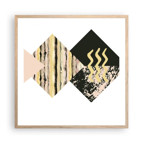 Plakat i ramme af lyst egetræ - Ikke så simpelt - 60x60 cm