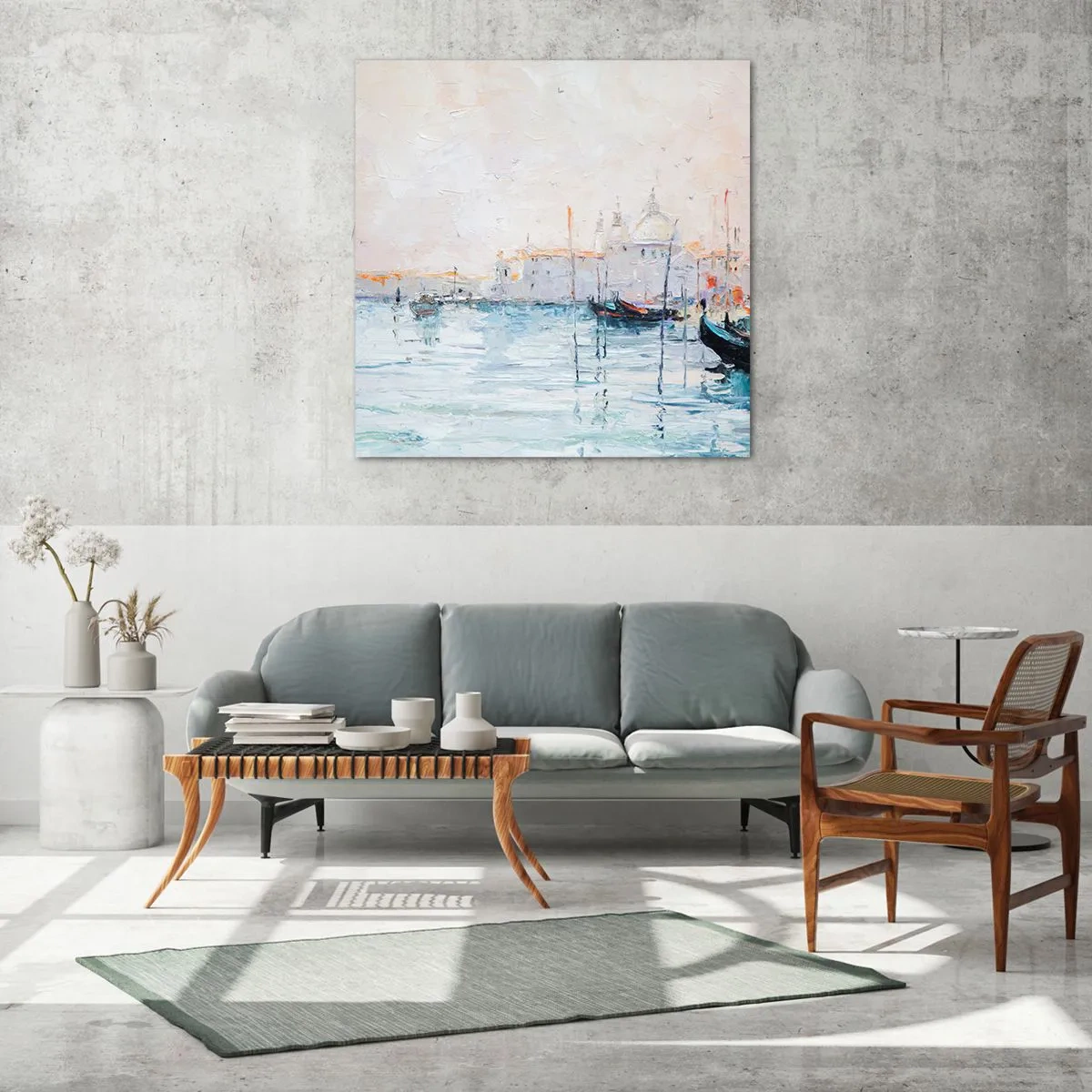 Billede på glas - Bag vandet, bag tågen, bag tågen - 50x50 cm