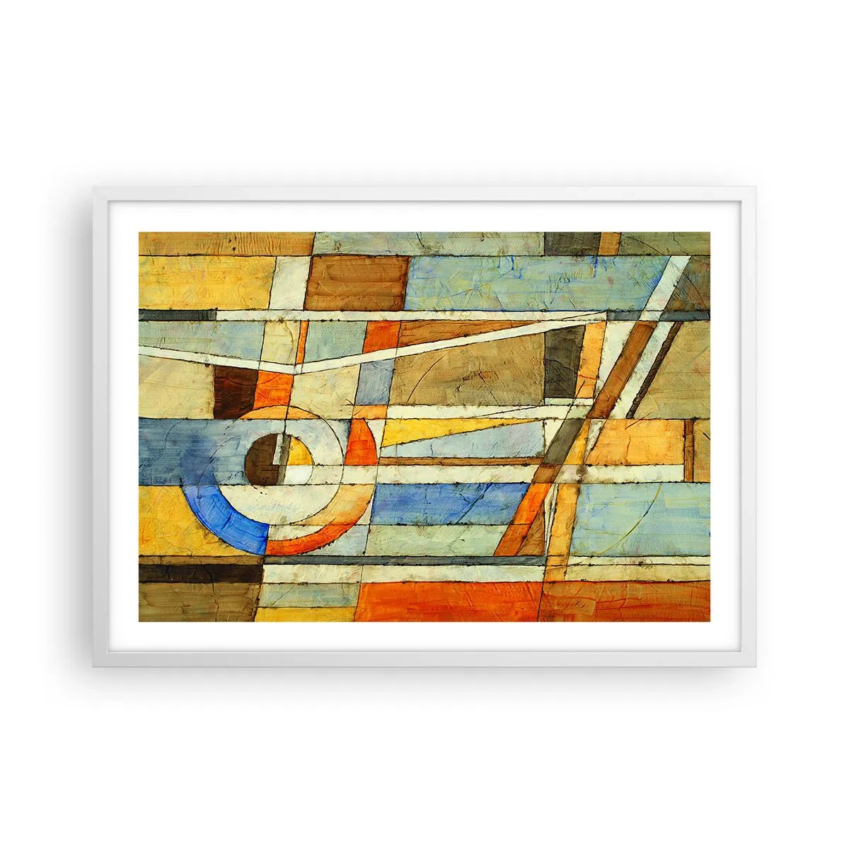 Plakat i hvid ramme - Kubisme på en byggeplads - 70x50 cm