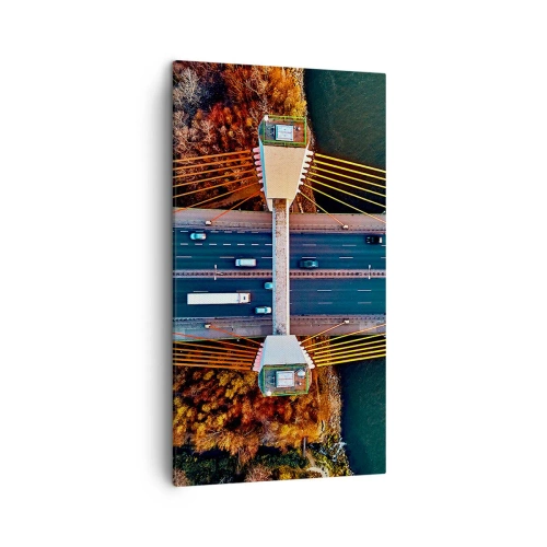 Lærredstryk - Billede på lærred - Bag vandet, bag skovene - 45x80 cm