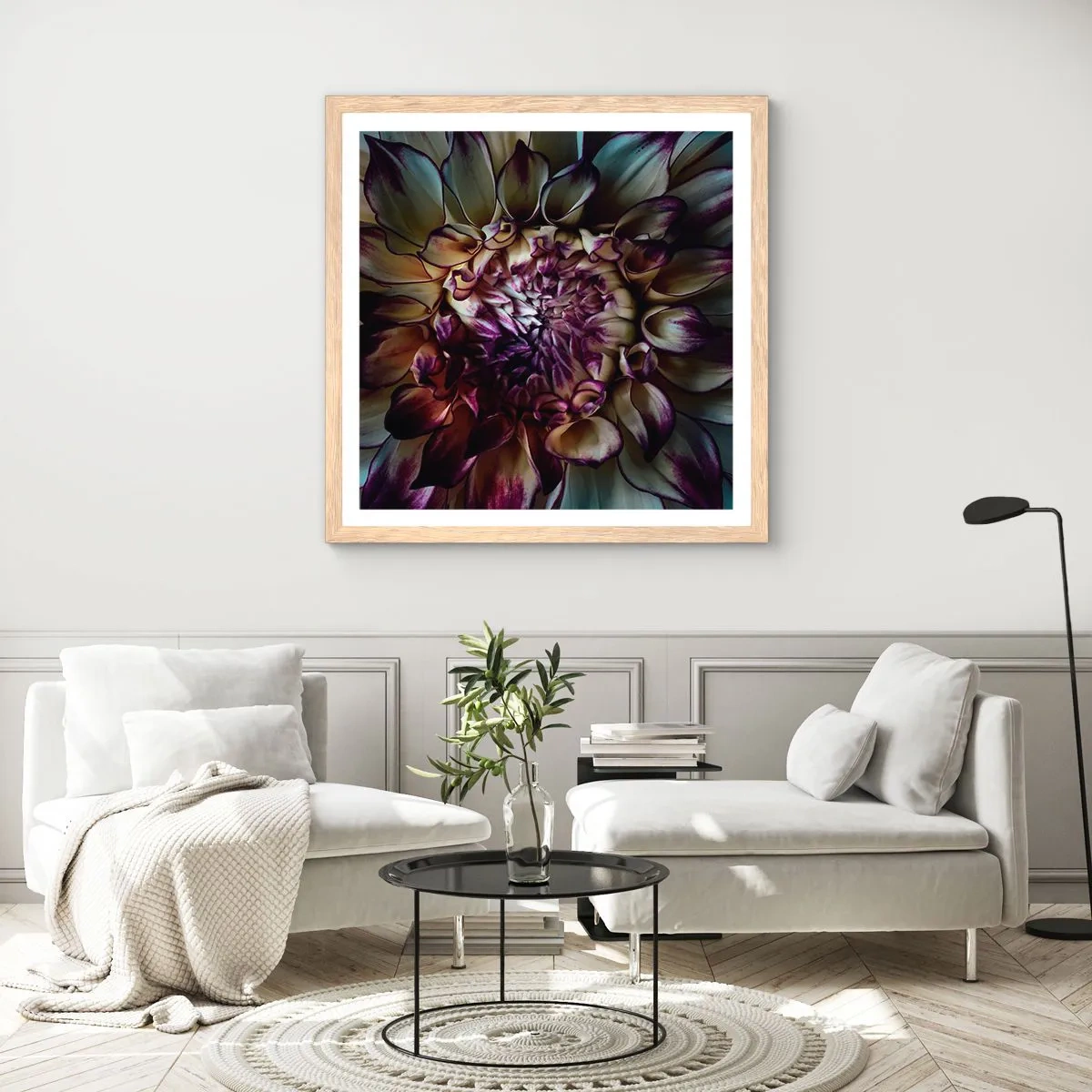 Plakat i ramme af lyst egetræ - Ungdommens blomstring - 30x30 cm