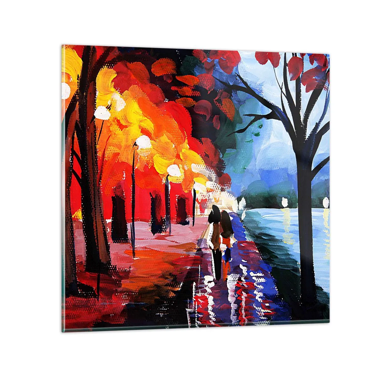 Billede på glas - Flammende efterår i parken - 30x30 cm