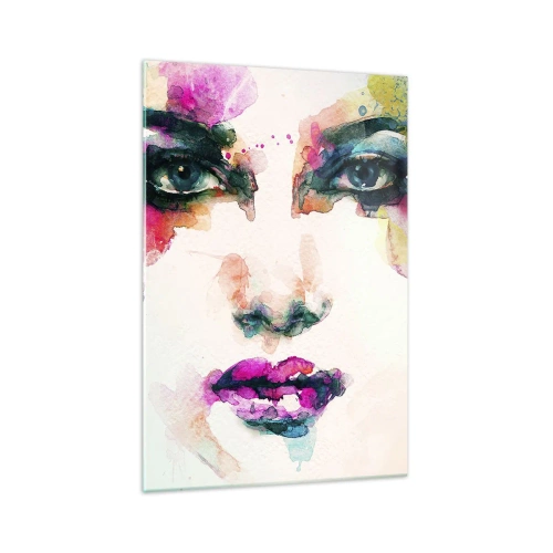 Billede på glas - Portræt malet med en regnbue - 70x100 cm