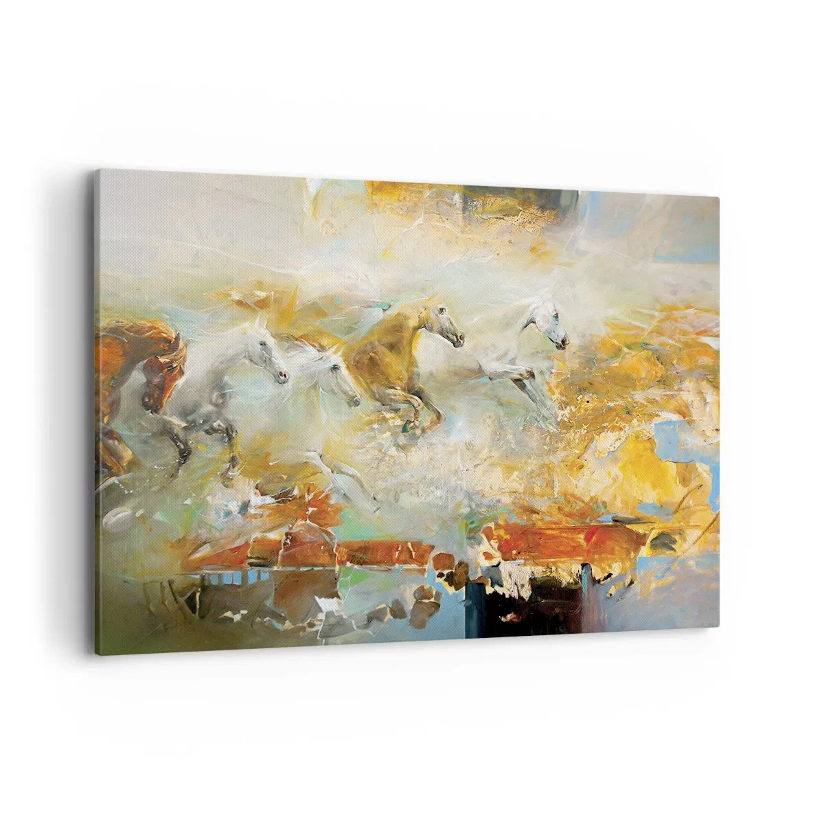 Lærredstryk - Billede på lærred - Galopperer gennem lyset - 100x70 cm