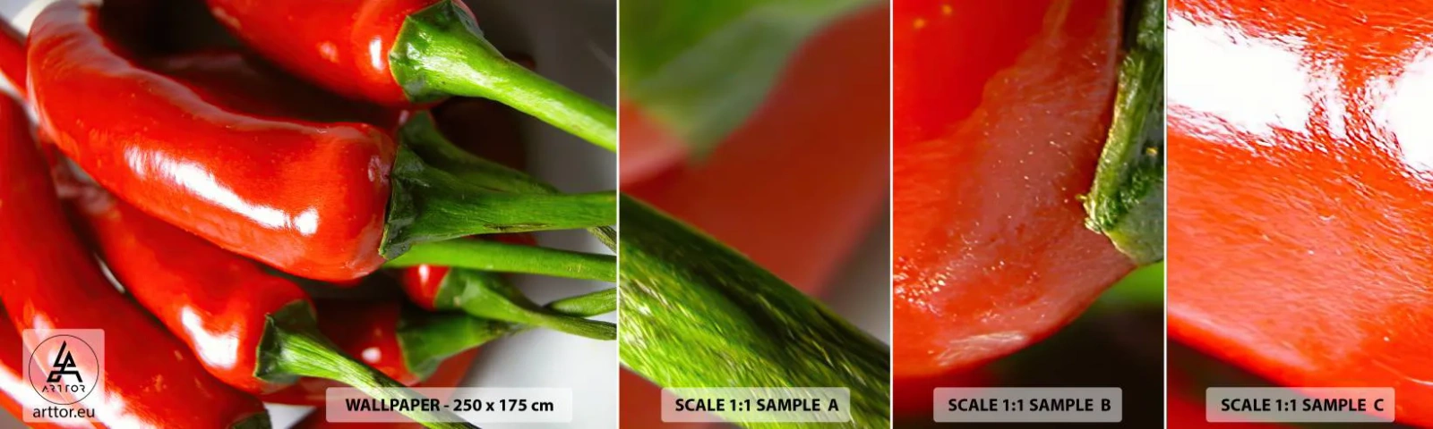Fototapet Prøve Standard Eco - Saftig, skinnende, glat - Gastronomi, Peber, Grøntsager - 100x30 cm