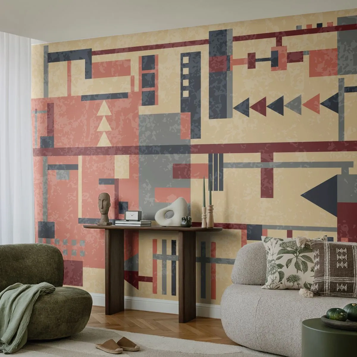 Fototapet Premium Sand - Kombination af vertikaler og niveauer - Abstraktion, Stykke, Moderne mønster - 100x70 cm