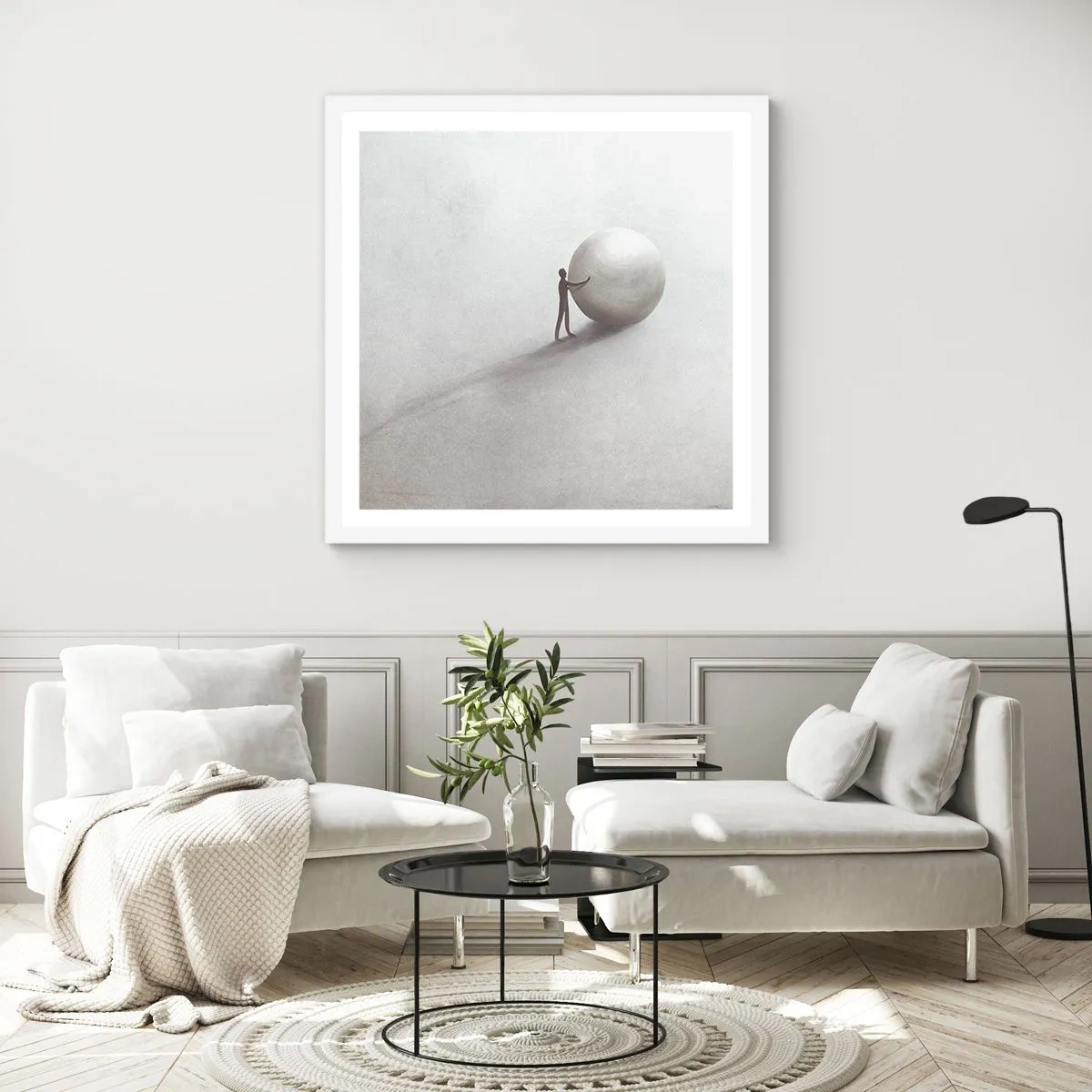 Plakat i hvid ramme - Livets spil - 40x40 cm