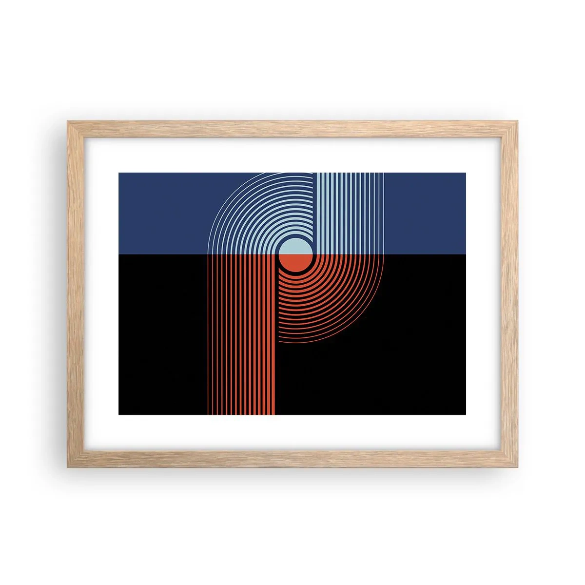Plakat i ramme af lyst egetræ - I en geometrisk omfavnelse - 40x30 cm